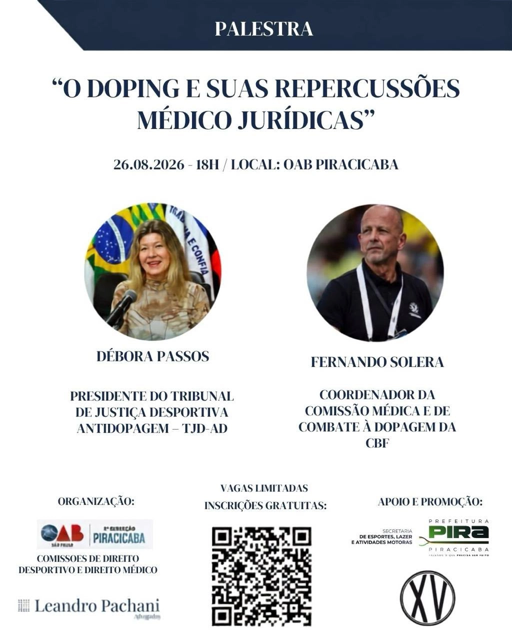 OAB Piracicaba promove palestra sobre doping e suas repercussões médico-jurídicas
