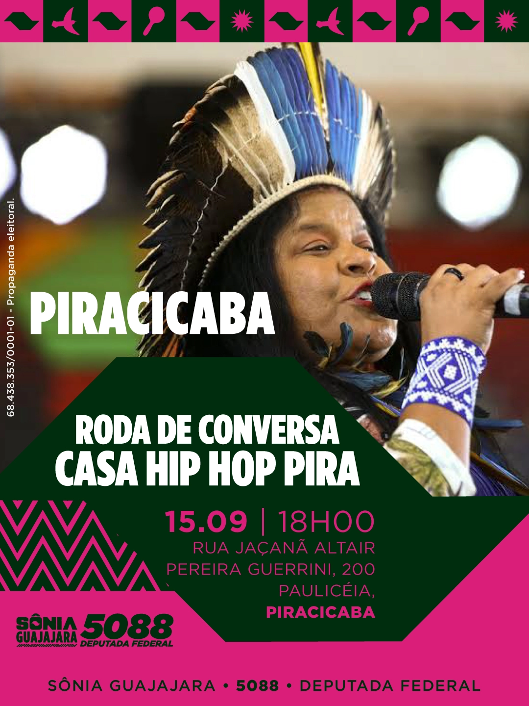 Ex Ministra dos Povos Indígenas, Sônia Guajajara em Piracicaba.