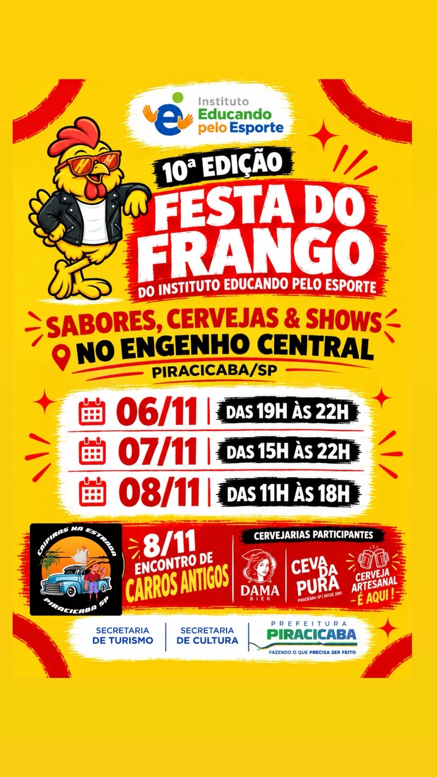 10ª Festa do Frango será realizada em novembro no Engenho Central, em Piracicaba