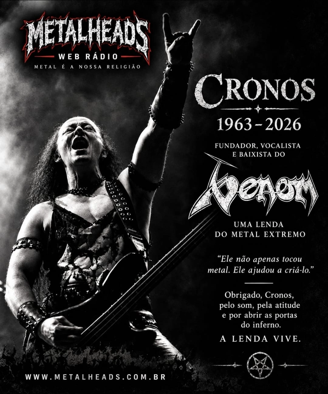 CRONOS, 1963 - 2026: Morre uma das vozes que mudaram para sempre o Metal Extremo