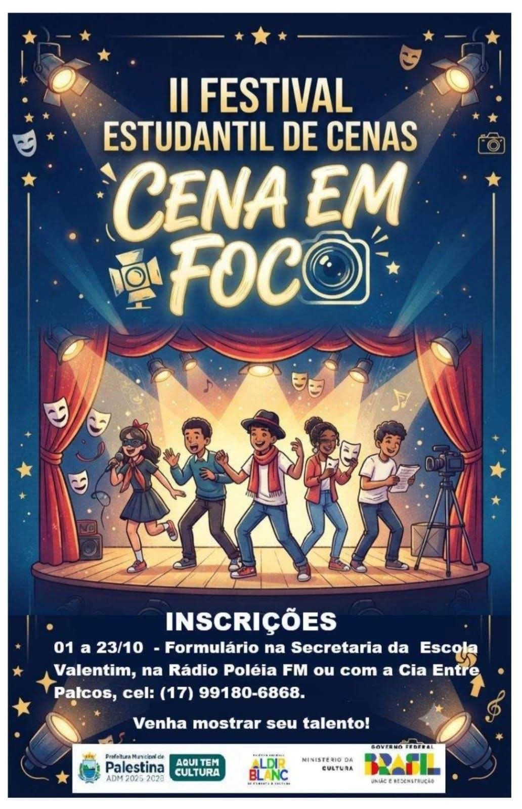 Tem Cultura na Cidade! II Festival Estudantil de Cenas “Cena em Foco” abre inscrições em Palestina