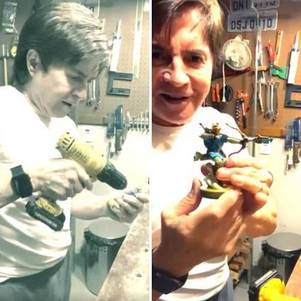 Xororó conserta brinquedo de neto e ganha apelido: 'Vovô Gepeto'