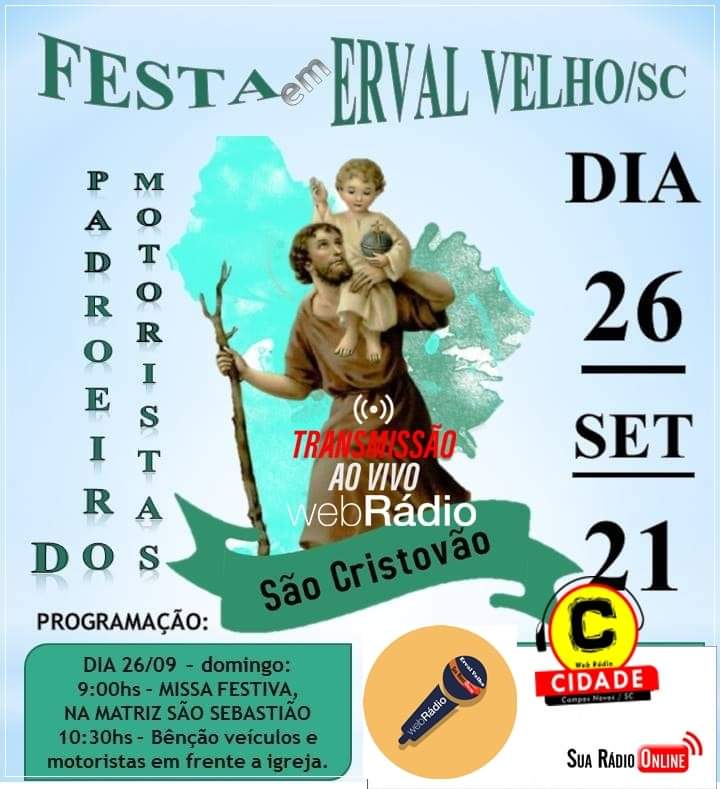 Neste domingo (26) acontece a Festa em honra a São Cristovão