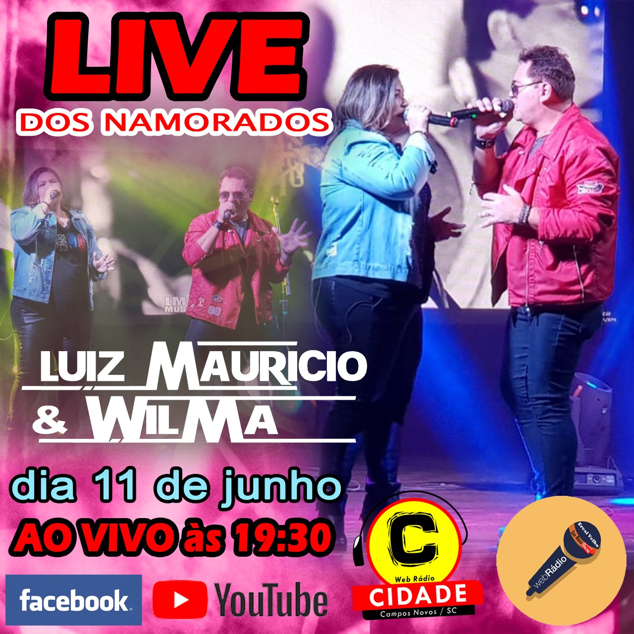Web Rádio Cidade promove liveespecial na véspera do dia dos namorados, dia 11.