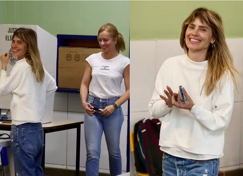 Carolina Dieckmmann e Angélica votam juntas no segundo turno das eleições
