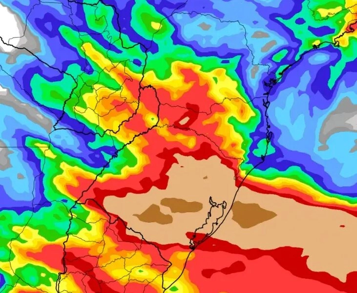Episódio de chuva de até 300 mm poderá atingir o RS até o fim de agosto