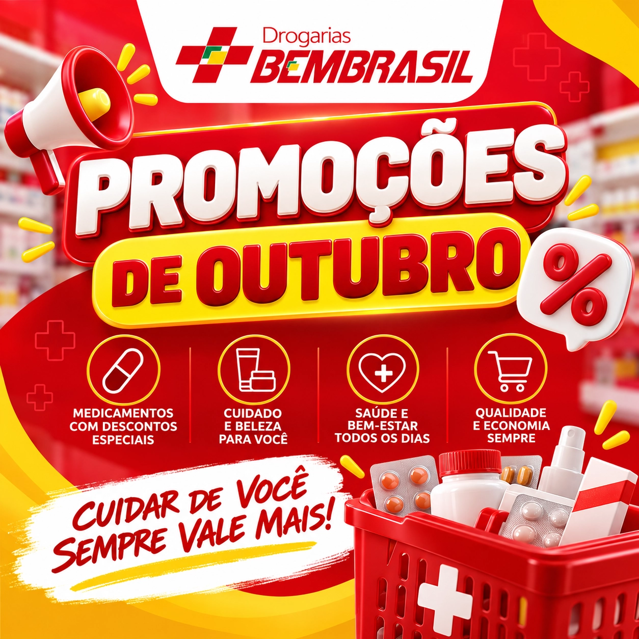 Se é pra economizar, é na Drogaria Bem Brasil em Guarda dos Ferreiros ! Confira as ofertas de outubro !