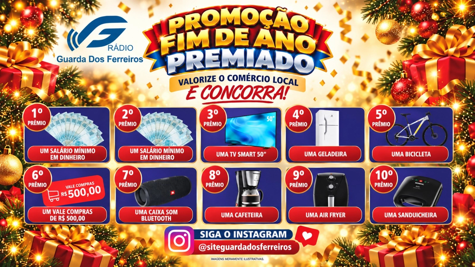 Fim de Ano Premiado: Rádio Guarda lança campanha com 40 prêmios e incentivo ao comércio local