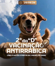 VACINAÇÃO ANTIRRÁBICA: Próximo sábado (29) tem imunização novamente para animais à partir dos 3 meses