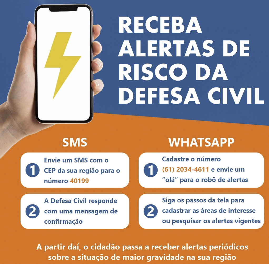 DEFESA CIVIL: Saiba como cadastrar o celular para receber alertas de risco em Brasília