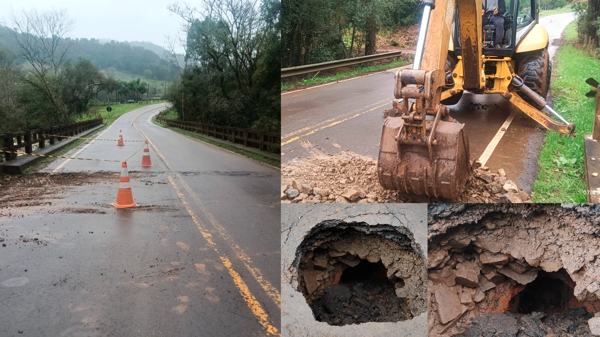 Reparo emergencial é realizado em ponte na entrada de Presidente Castello Branco