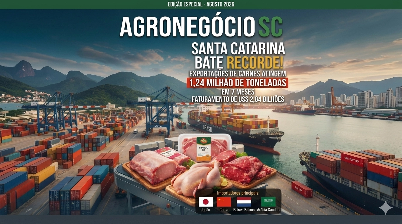 Exportações de Carnes de SC Crescem 12% e Atingem Marca Inédita em 2026