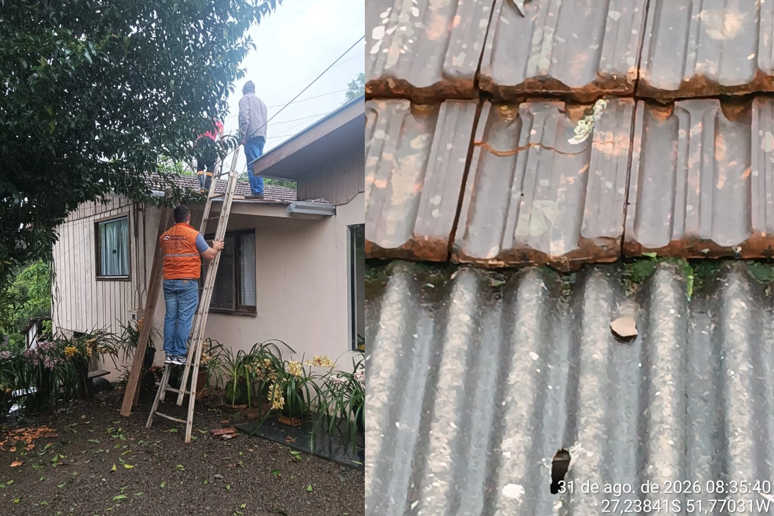 Após granizo, Defesa Civil atende ocorrências em residências do município