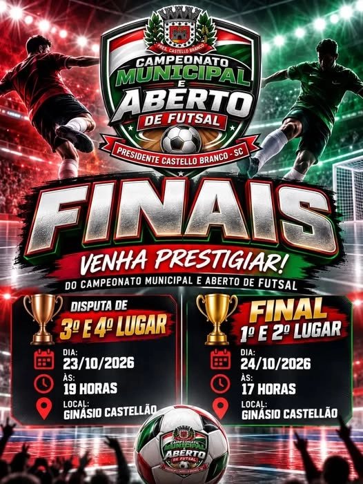 🏆 Fim de Semana de Decisões: Finais do Futsal de Presidente Castello Branco Prometem Sacudir o Ginásio Castellão