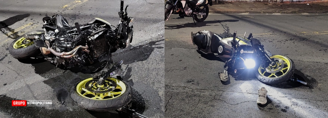 MOTOCICLISTA FOGE DA PM NA CONTRAMÃO E BATE EM CARRO NO CENTRO DE LIMEIRA
