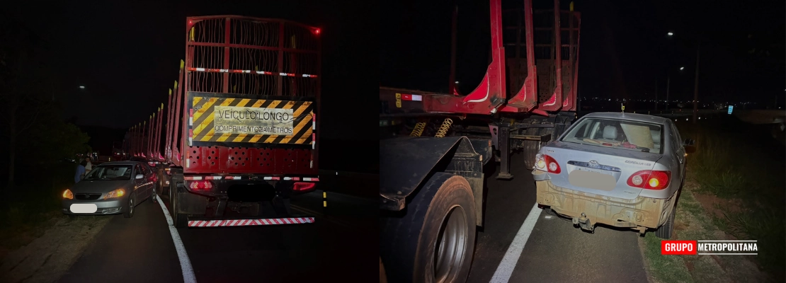 COLISÃO ENTRE CARRETA E CARRO CAUSA INTERDIÇÃO PARCIAL NA RODOVIA ERNESTO PATERNIANI, EM PIRACICABA