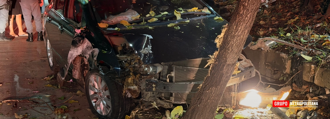 MOTORISTA PERDE CONTROLE E BATE CARRO EM POSTE E ÁRVORE EM PIRACICABA