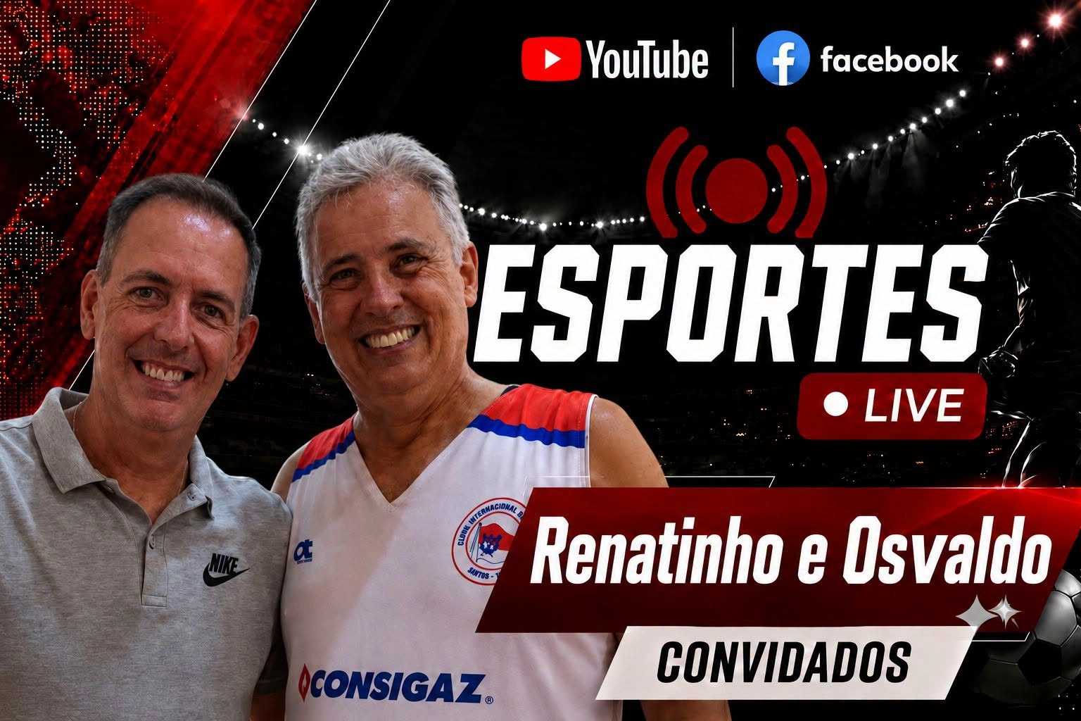 Osvaldo Ramos - Organizador da Oitava Edição do Torneio da Independência de Basquete Master, e Renatinho, árbitro internacional de basquete, nesta quarta-feira, dia 19, do programa ESPORTES LIVE