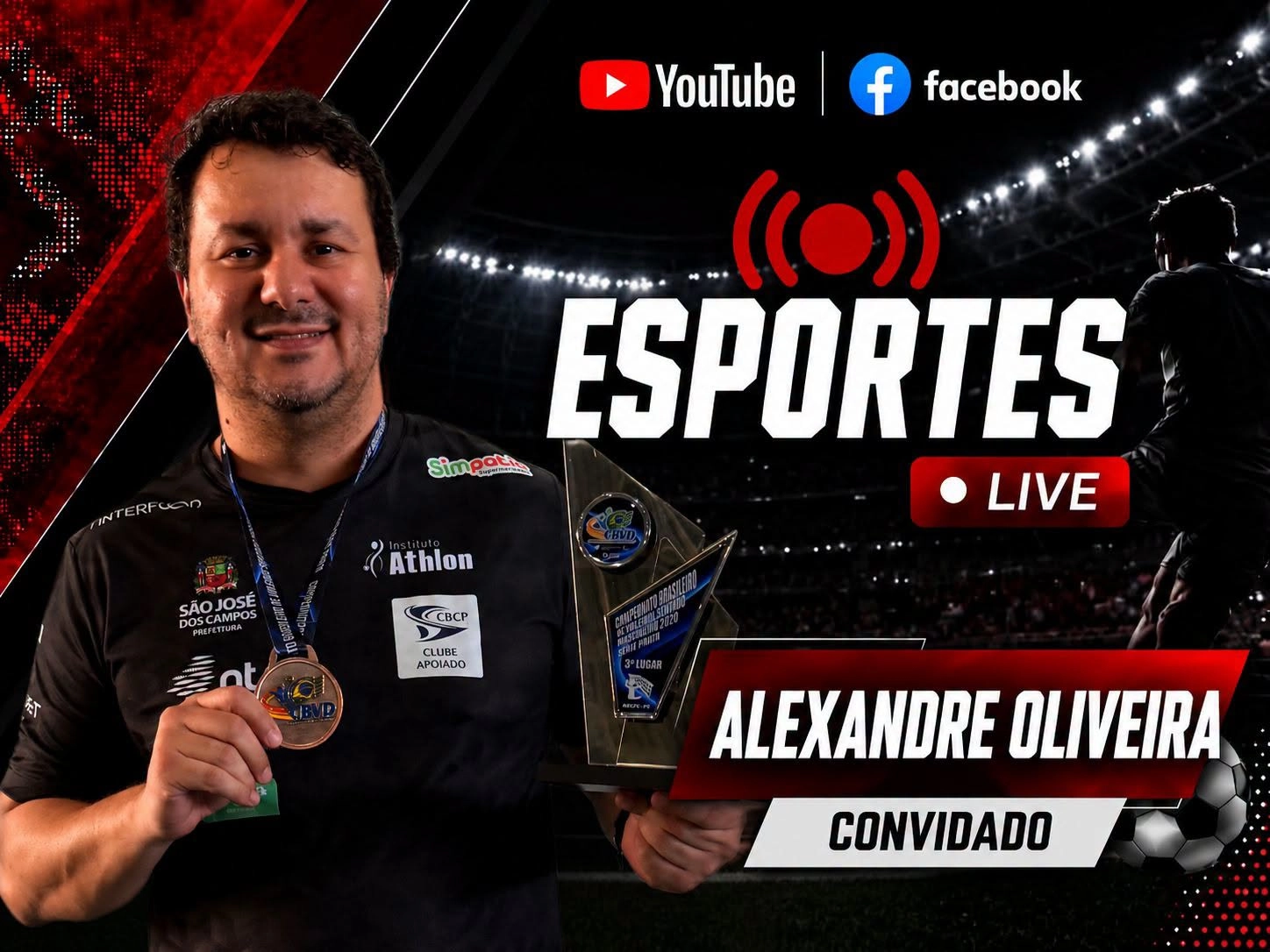 Alexandre Oliveira - Técnico dos times de vôlei sentado de São José dos Campos (Athlon e IFP) é o convidado desta quinta-feira, dia 3, do programa ESPORTES LIVE