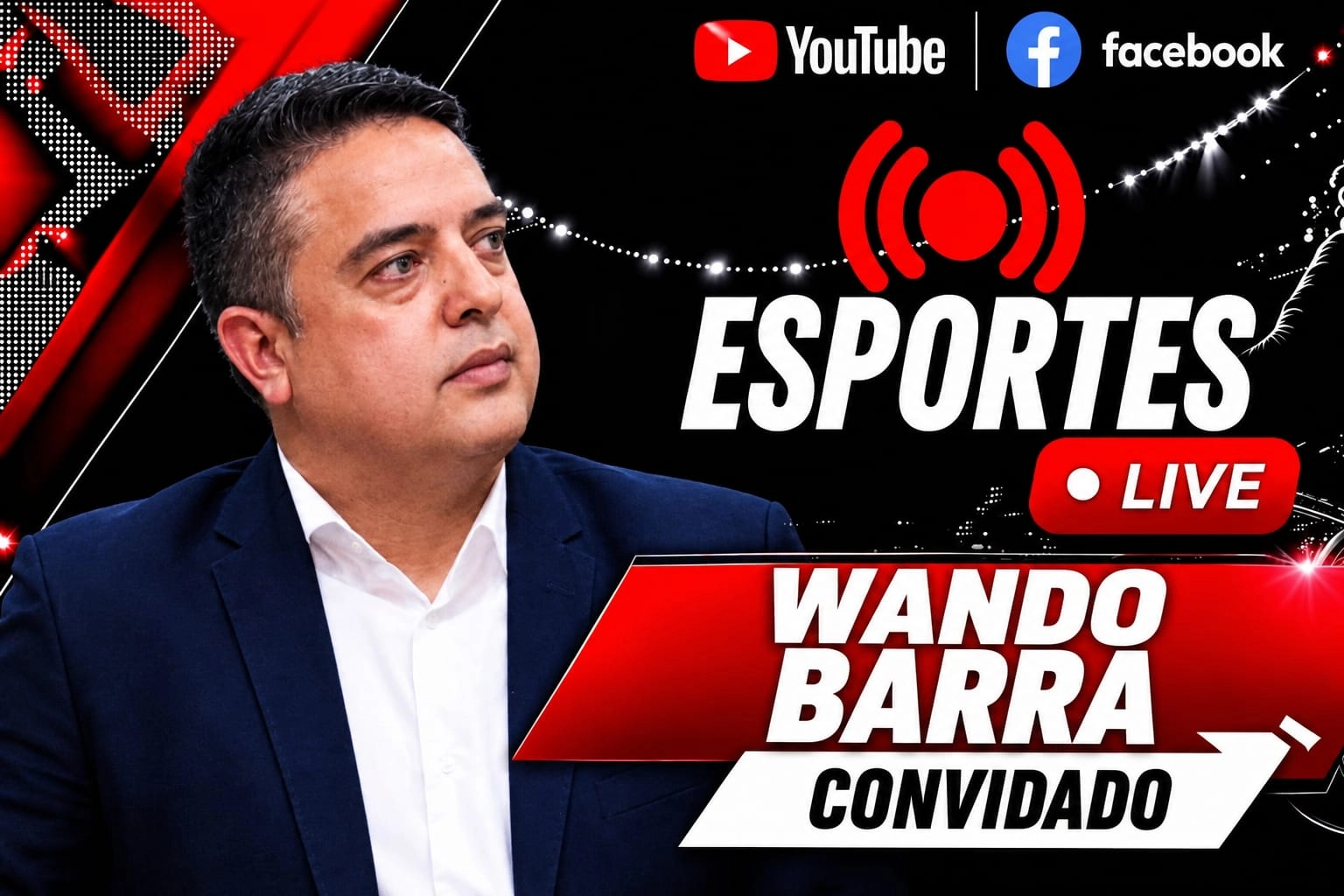 Programa ESPORTES LIVE recebe nesta quarta-feira, dia 30, o Wando Barra, Secretário de Esportes de São Vicente(SP),