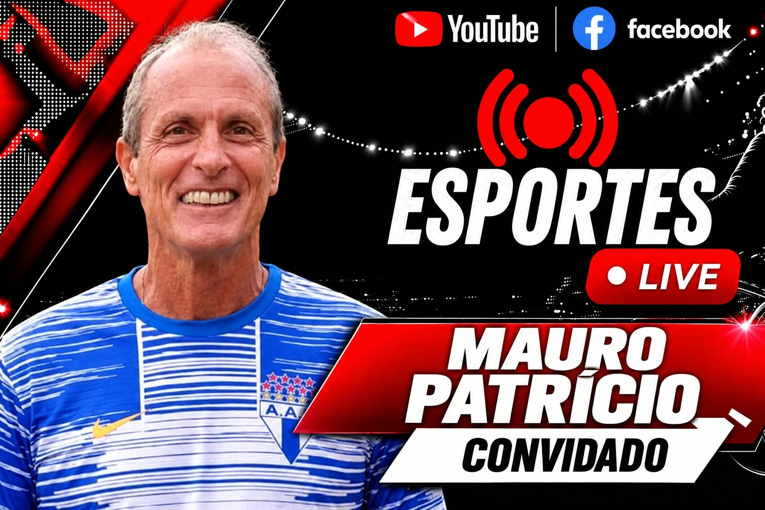 Mauro Patrício - ex-jogador do Santos FC é o convidado de terça-feira, dia 13, do programa ESPORTES LIVE