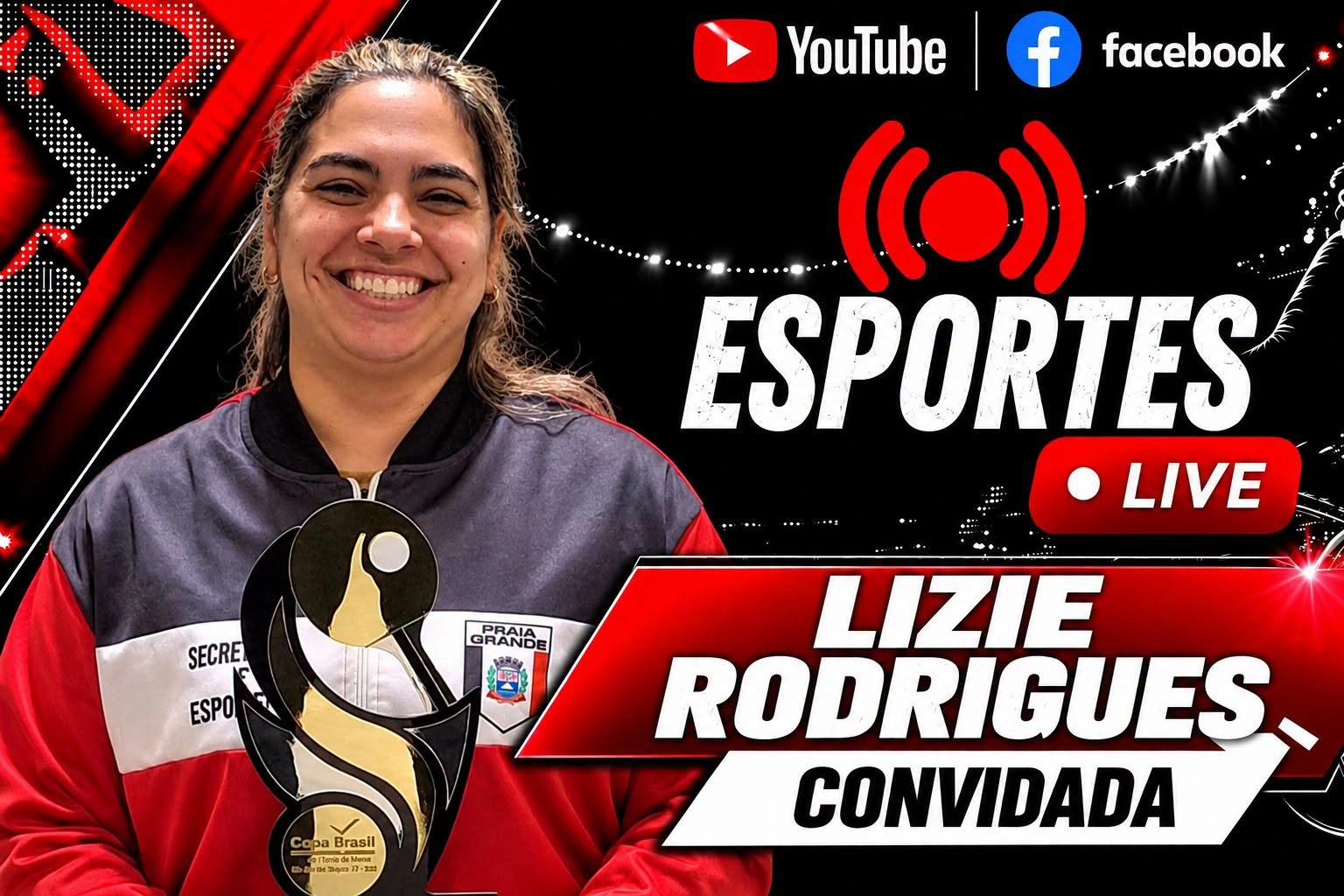 Programa ESPORTE LIVE recebe Lizie Rodrigues - técnica tênis de mesa de Praia Grande(SP)