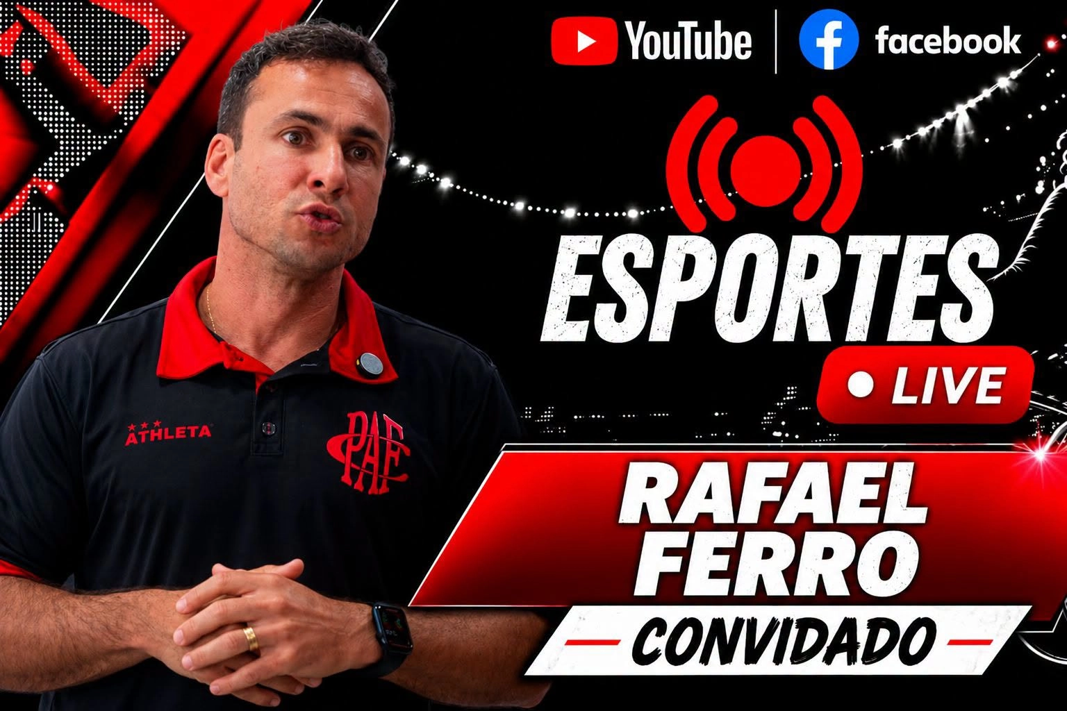 Programa ESPORTES LIVE recebe nesta quarta-feira, dia 21, Rafael Ferro - treinador do Pouso Alegre SAF( MG)