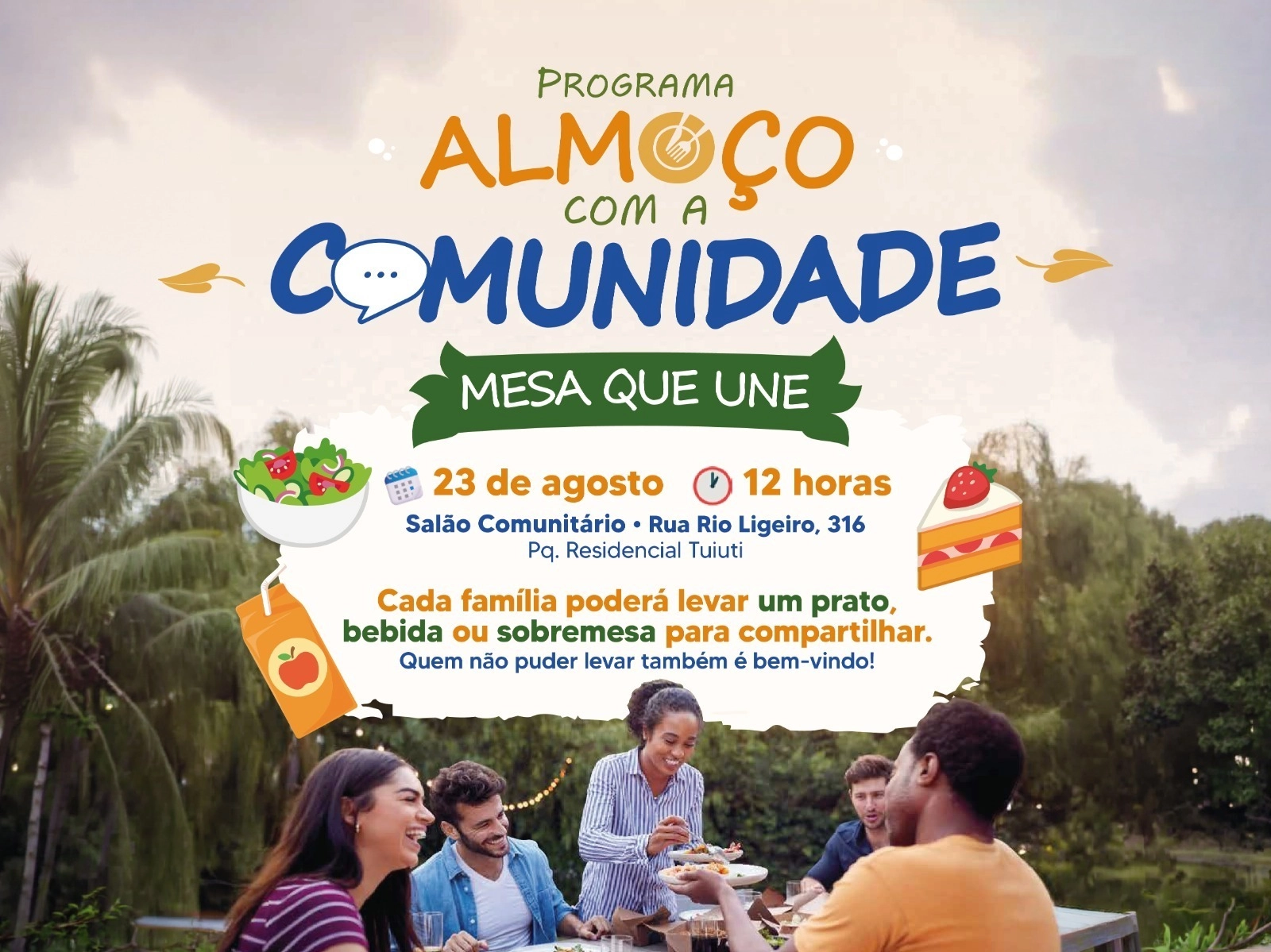 Prefeitura convida moradores do Parque Residencial Tuiuti e Conjunto Branca Vieira para almoço em comunidade no domingo, 23