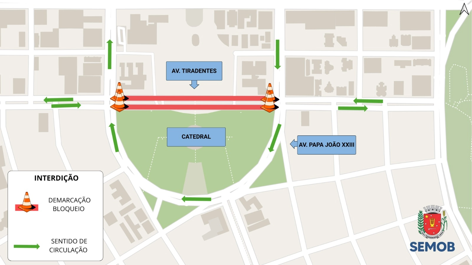 Trecho da Avenida Tiradentes será totalmente interditado a partir desta sexta-feira, 11