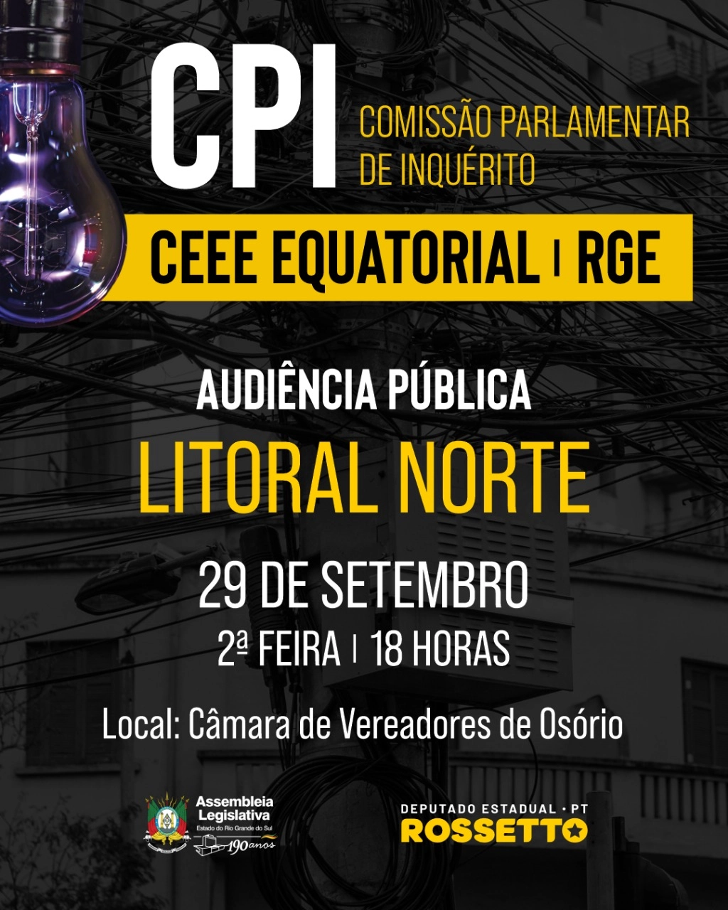 CPI da Equatorial e RGE realiza audiência pública no Litoral Norte