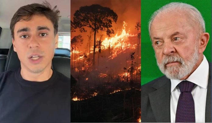 Nikolas Ferreira escancara descaso de Lula por recorde de queimadas na Amazônia e cobra artistas